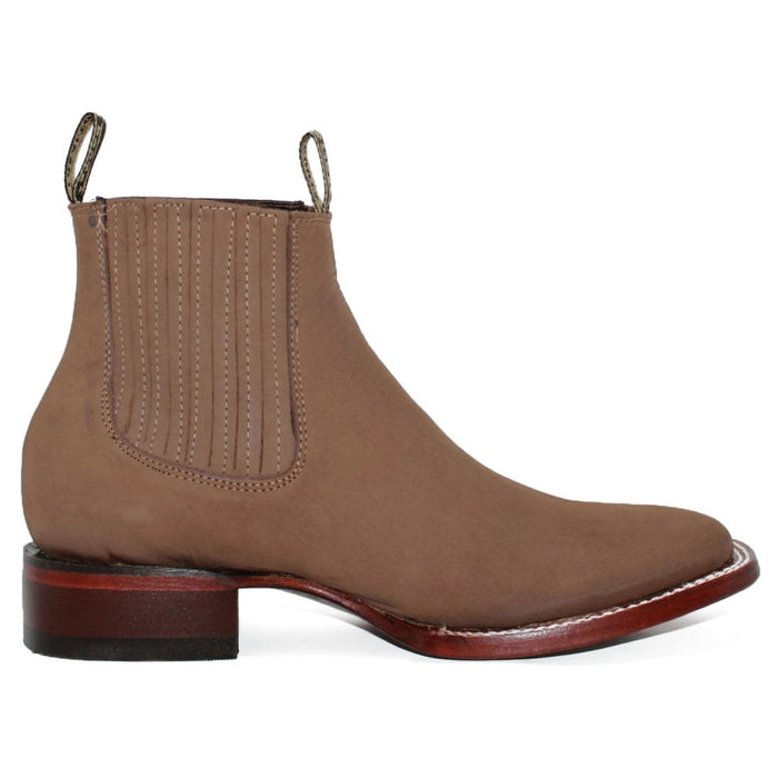 Botines Charros de Gamuza Punta Cuadrada Los Altos Boots Color Taupe