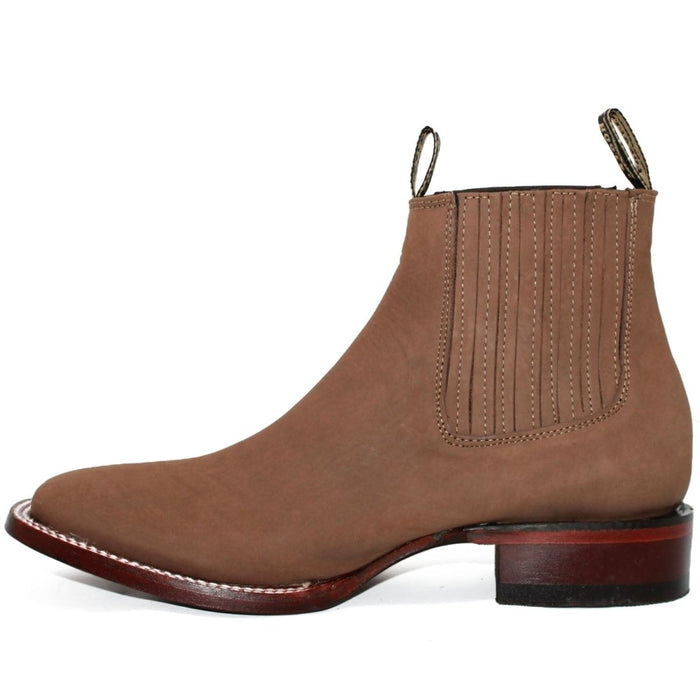 Botines Charros de Gamuza Punta Cuadrada Los Altos Boots Color Taupe