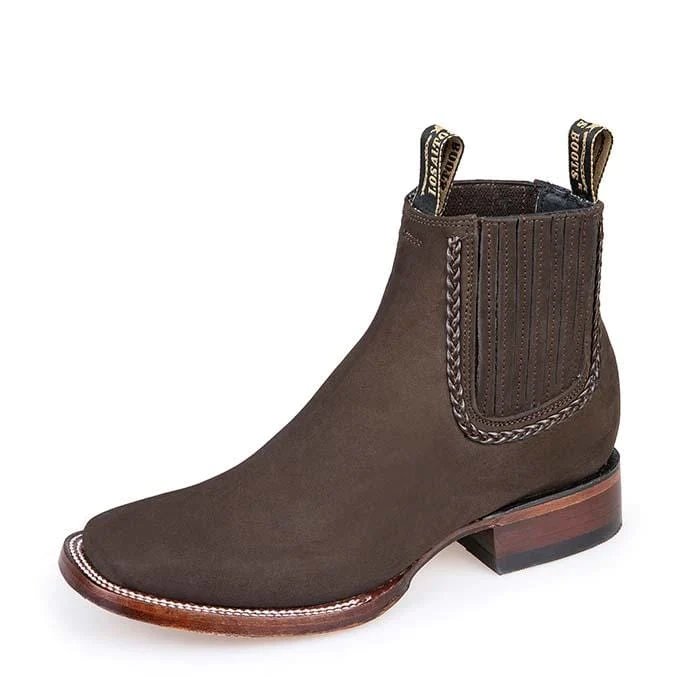 Botines Charros de Gamuza Punta Cuadrada Los Altos Boots Color Taupe  LAB-82B6361