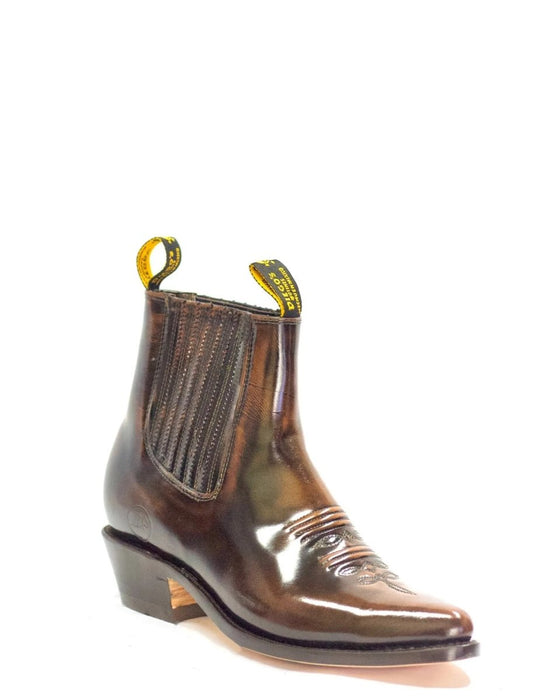 Botines Charros de Piel Acabado Camaleon Color Cafe