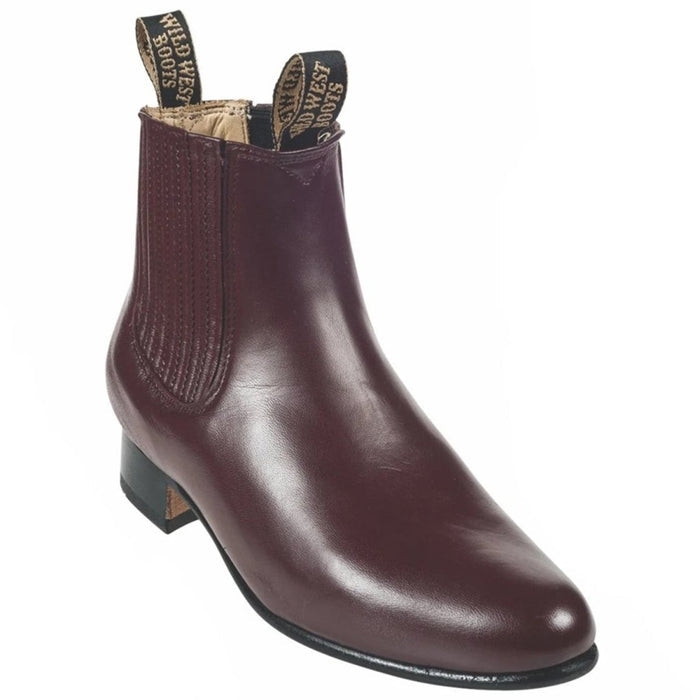 Botines Charros de Venado Original con Zipper Color Vino