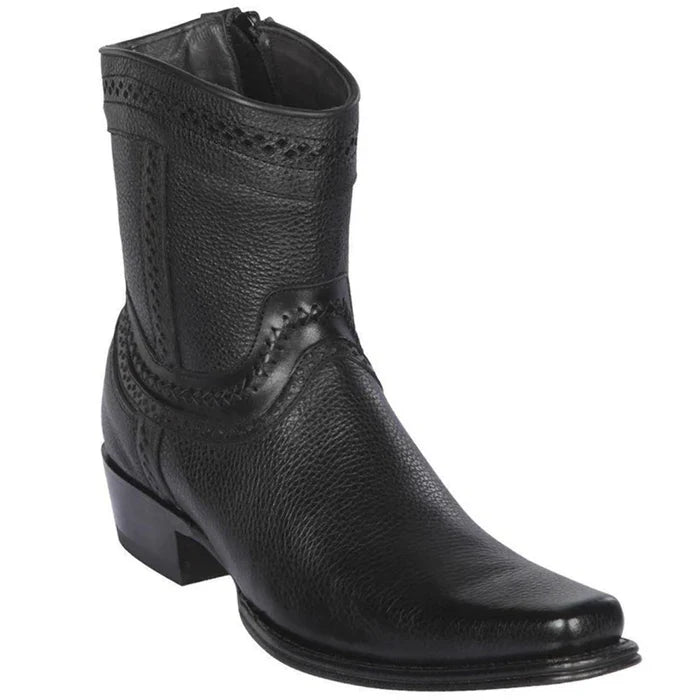 Botines de Cuero Original Punta Europea Color Negro LAB