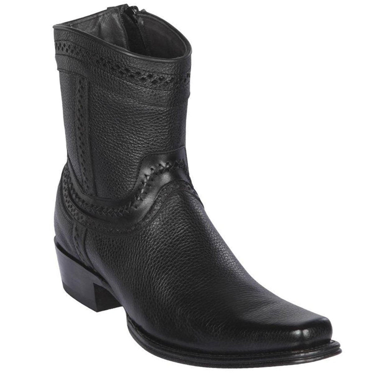 Botines de Cuero Original Punta Europea Color Negro LAB-76B2705