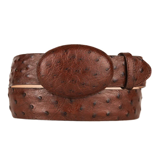 Men's Brown Genuine Ostrich Leather Cowboy Belt