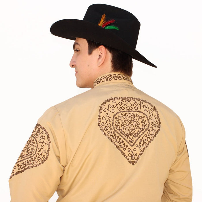 Camisa Charra Bordada Color Beige AW