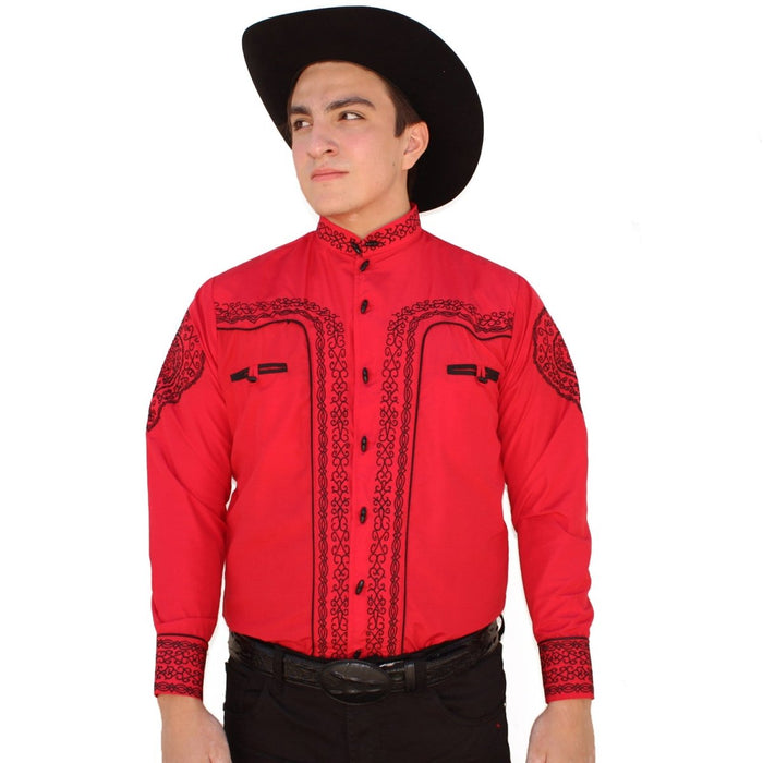 Camisa Charra Bordada Color Rojo AW
