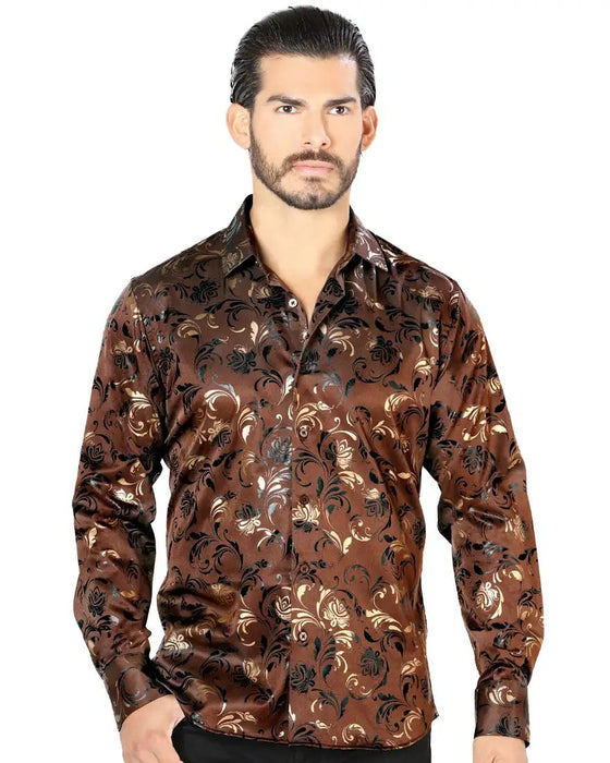 Camisa de Moda Estampada Lamasini Jeans Color Cafe LAM