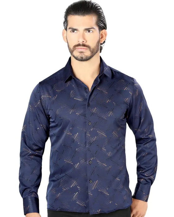 Camisa de Moda Estampada Lamasini Jeans Color Navy LAM