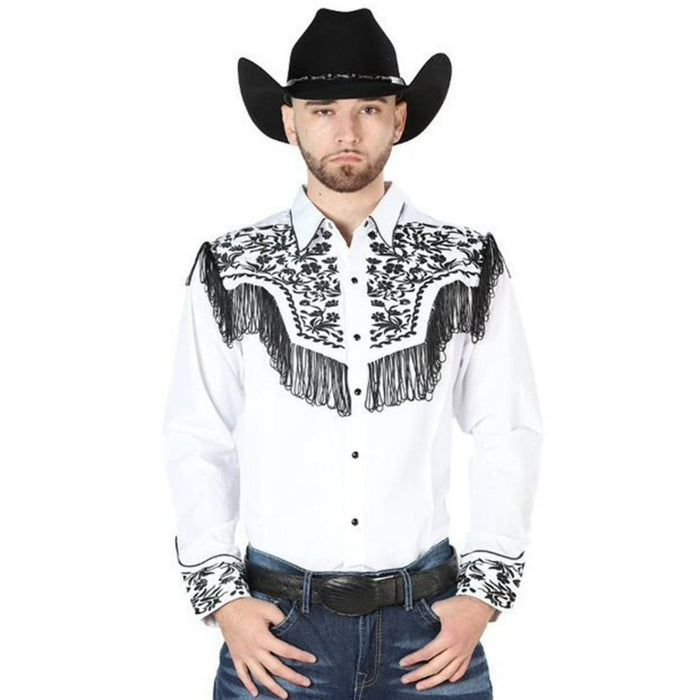 Camisa Vaquera Bordada El Senor de los Cielos Blanca GEN