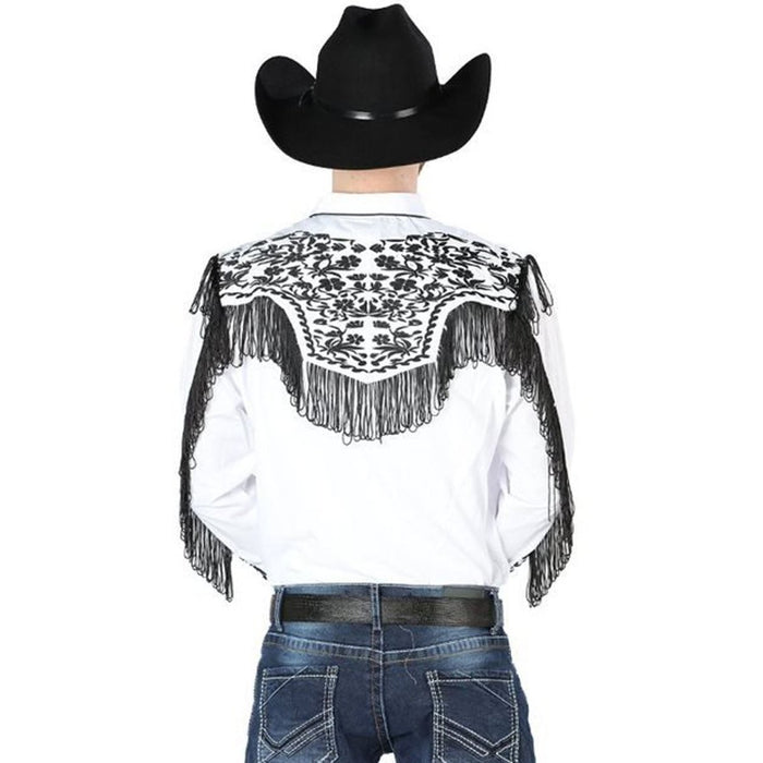 Camisa Vaquera Bordada El Senor de los Cielos Blanca GEN