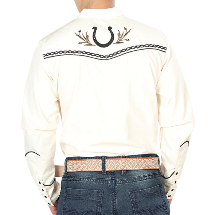 Camisa Vaquera Bordada El Senor de los Cielos Color Beige GEN