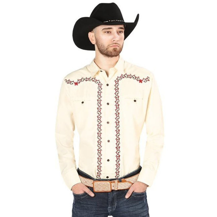 Camisa Vaquera Bordada El Senor de los Cielos Color Beige GEN