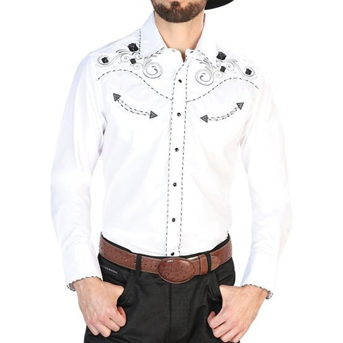 Camisa Vaquera Bordada El Senor de los Cielos Color Blanco GEN
