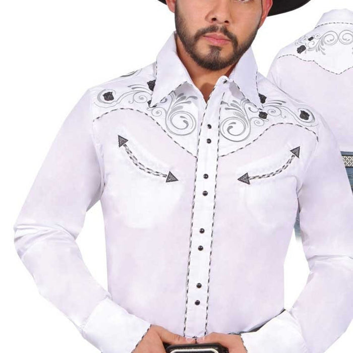 Camisa Vaquera Bordada El Senor de los Cielos Color Blanco GEN