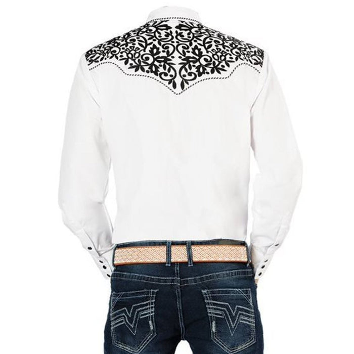 Camisa Vaquera Bordada El Senor de los Cielos Color Blanco GEN