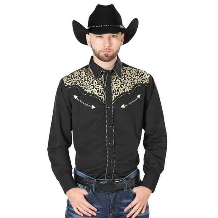 Camisa Vaquera Bordada El Senor de los Cielos Color Negro GEN