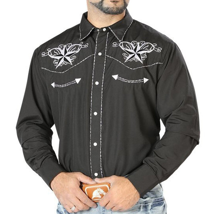 Camisa Vaquera Bordada El Senor de los Cielos Negra GEN