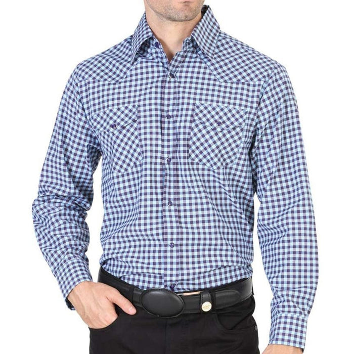 Camisa Vaquera de Cuadros El Senor de los Cielos Azul Marino GEN