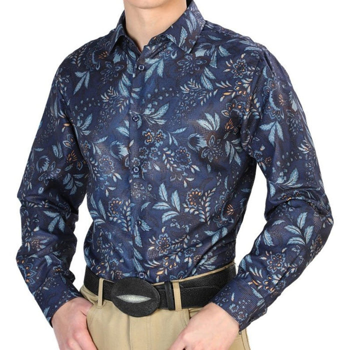 Camisa Vaquera de Moda El Senor de los Cielos Color Azul Marino GEN