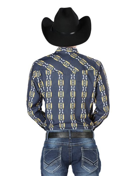 Camisa Vaquera de Moda El Senor de los Cielos Color Azul Marino GEN