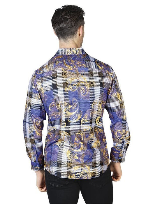 Camisa Vaquera de Moda El Senor de los Cielos Color Azul y Oro GEN