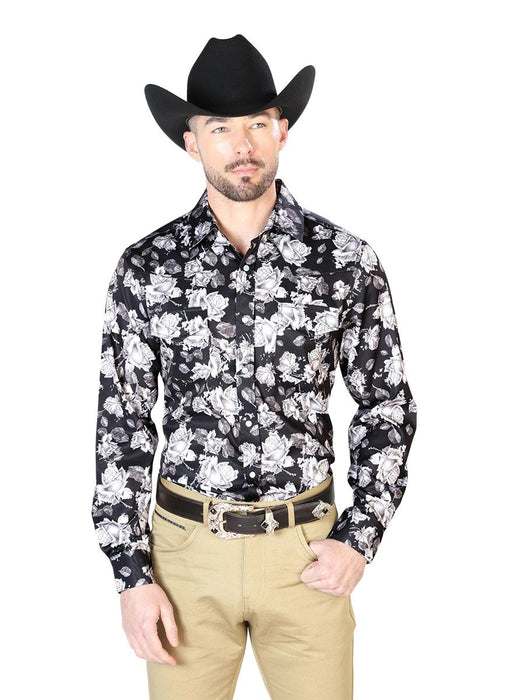 Camisa Vaquera de Moda El Senor de los Cielos Negra con Flores GEN