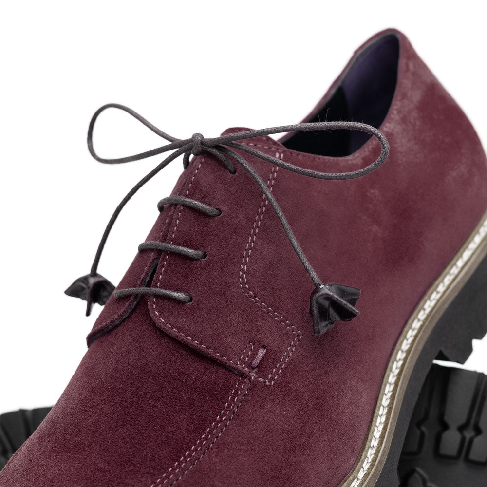 Zelli Campo Sueded Goatskin Blucher Lace-up Shoes in Bordeaux