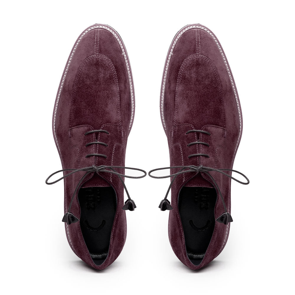 Zelli Campo Sueded Goatskin Blucher Lace-up Shoes in Bordeaux