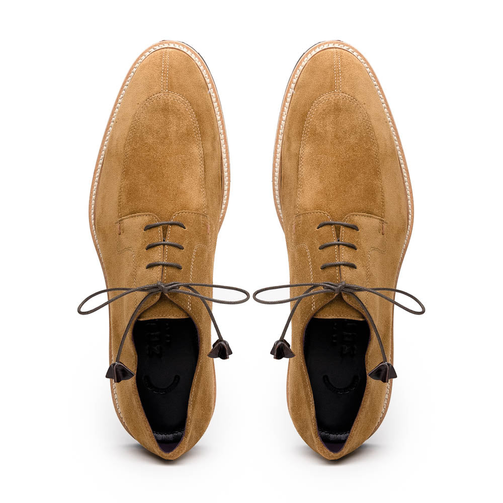 Zelli Campo Suede Goatskin Blucher Lace-up Shoes in Tobacco