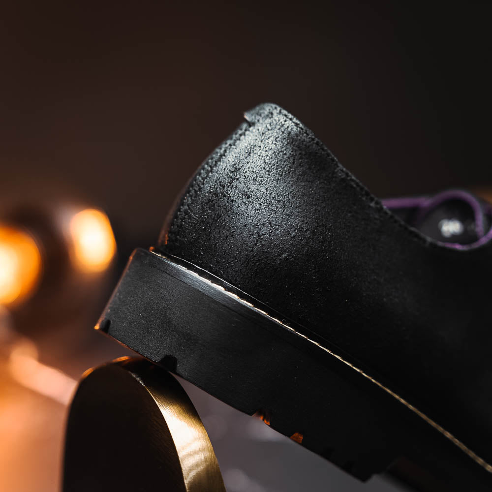 Zelli Campo Sueded Goatskin Lace-up Blucher Shoes in Black