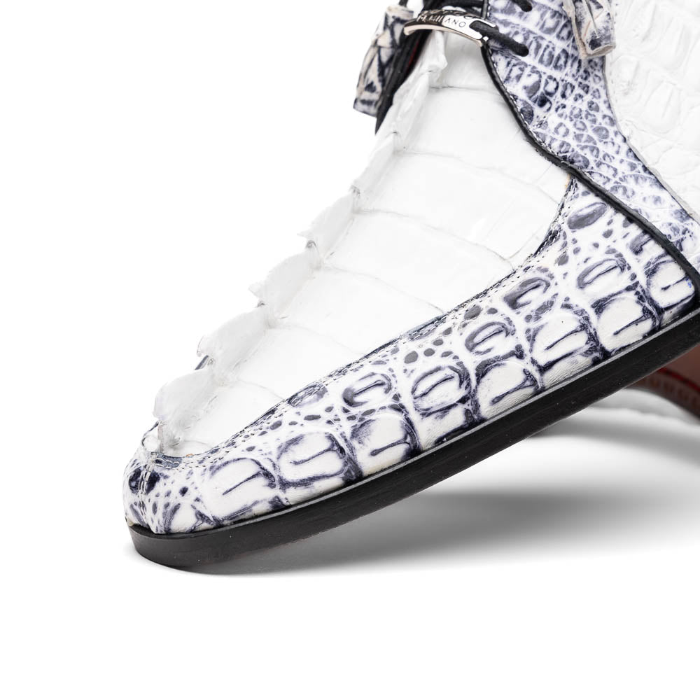 Marco_Di_Milano Caribe White Leather Sneakers - "Newspaper" Accent