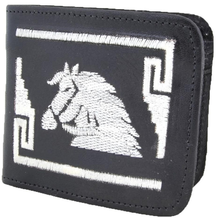 Cartera Cuero Bordada