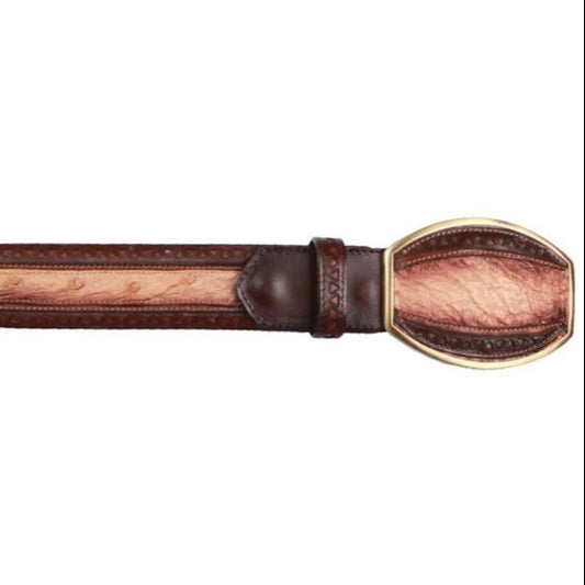 Cinto Corte Laser de Avestruz Original Color Arena - Los Altos Boots