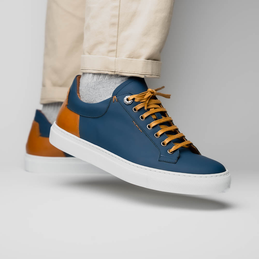 Zelli Diaz Rubberized Calfskin Sneaker in Navy with Matte Finish