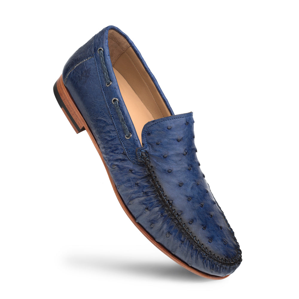 Mezlan Ostrich Leather Moccasin Slip-On Loafers