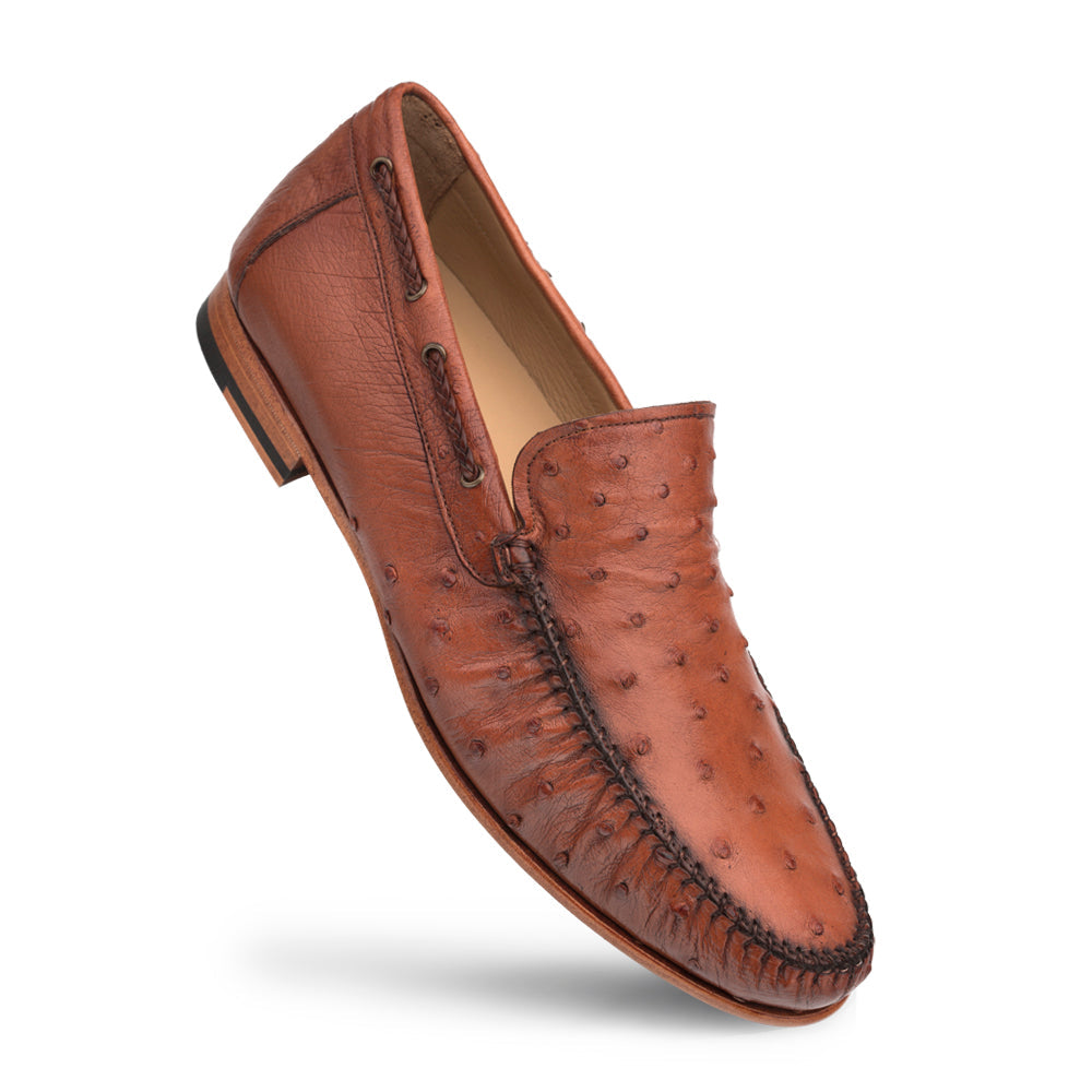 Mezlan Ostrich Leather Moccasin Slip-On Loafers