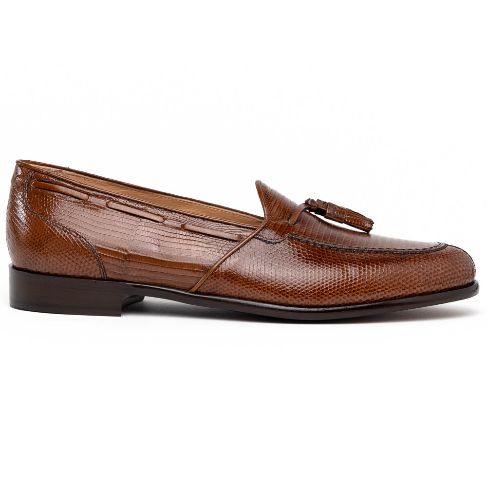 Zelli Franco Cognac Lizard Tassel Loafer with Classic Apron Toe
