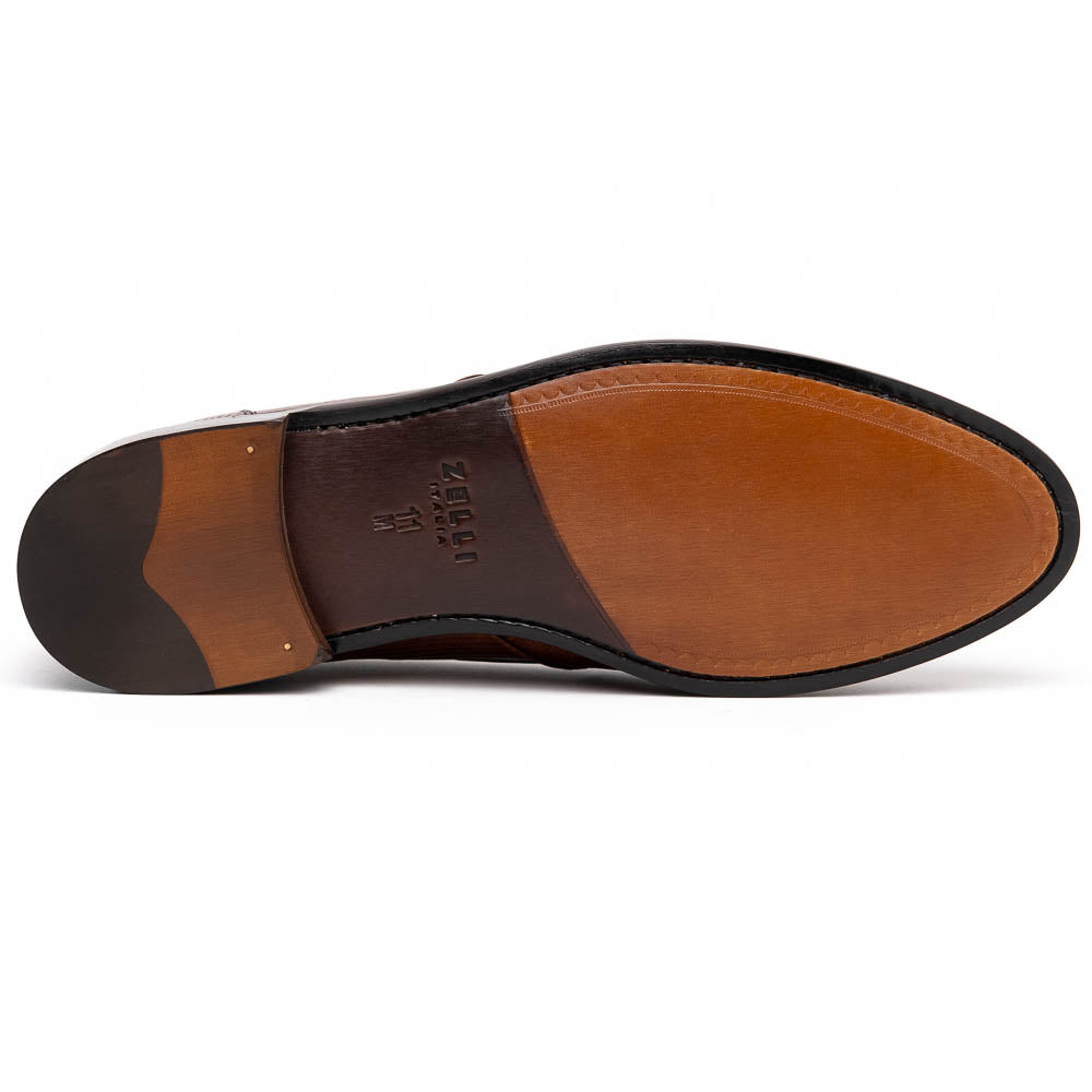 Zelli Franco Cognac Lizard Tassel Loafer with Classic Apron Toe