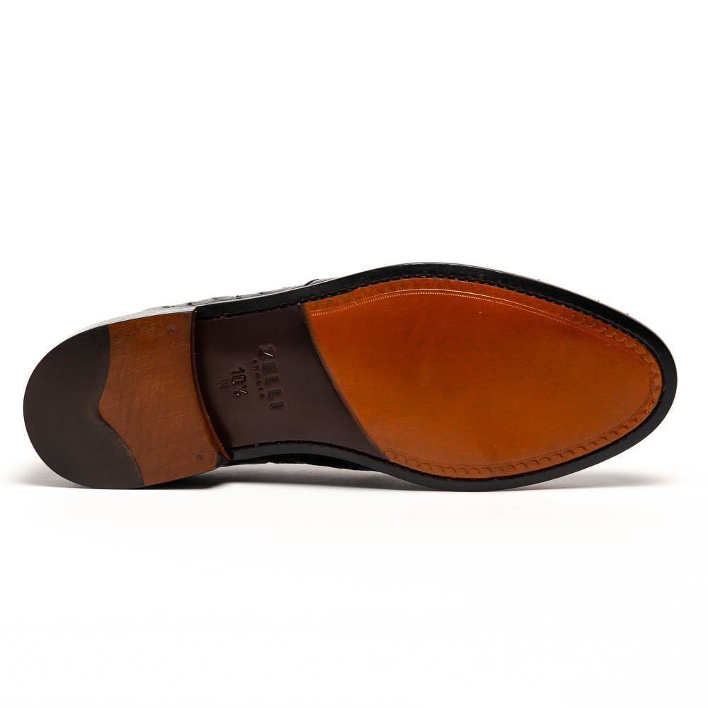 Zelli Franco Genuine Ostrich Quill Tassel Loafers in Black