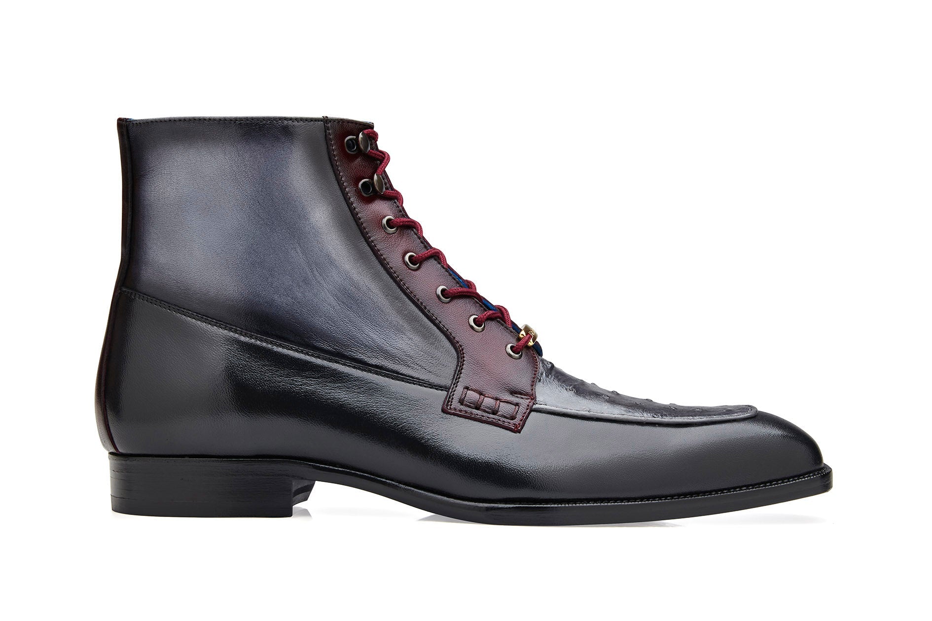 Belvedere Greco: Black/Gray/Burgundy Genuine Crocodile Oxford