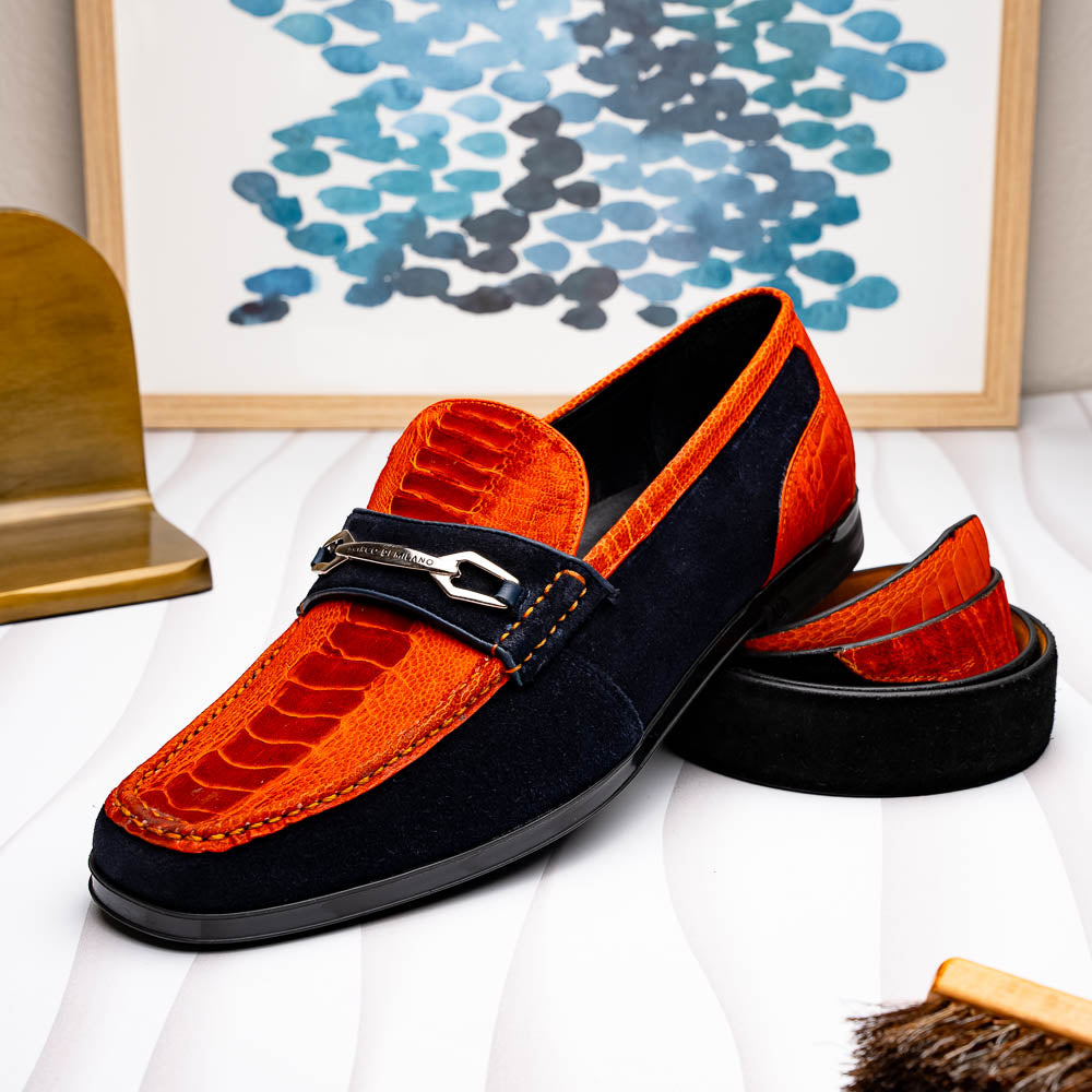 Marco Di Milano Hugo Belt: Leather Loafer - Orange/Navy