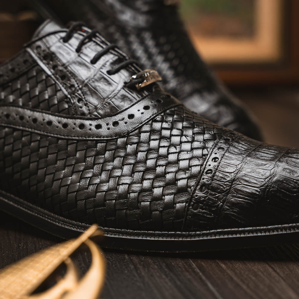 Marco_Di_Milano John Black: Luxury Leather Oxford Shoes