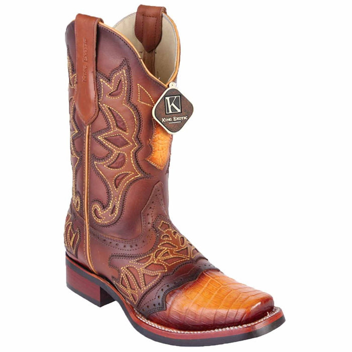Los Altos Men's Genuine Leather Square Toe Boots - Walnut