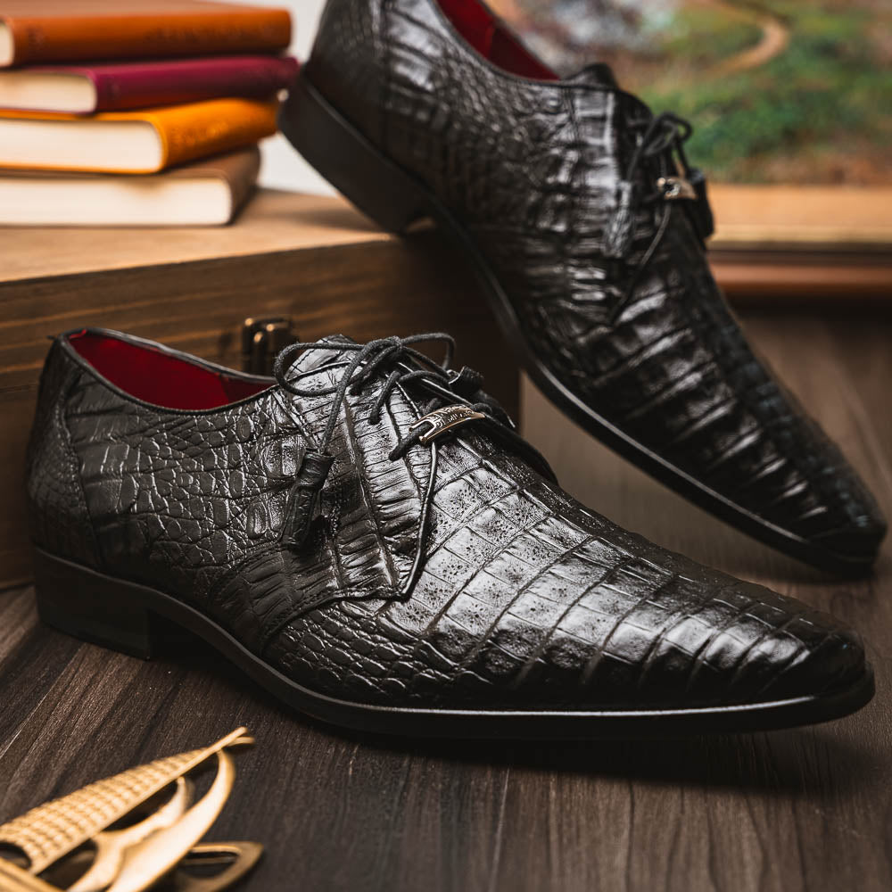 Marco Di Milano Lacio Black Leather Oxford Dress Shoe