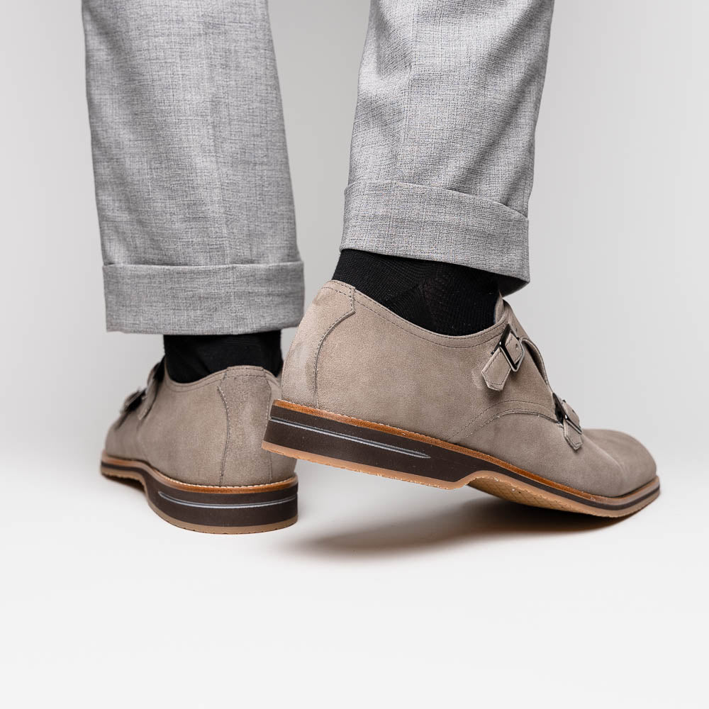 Zelli Legerra Double Monkstrap in Sand Suede Goatskin