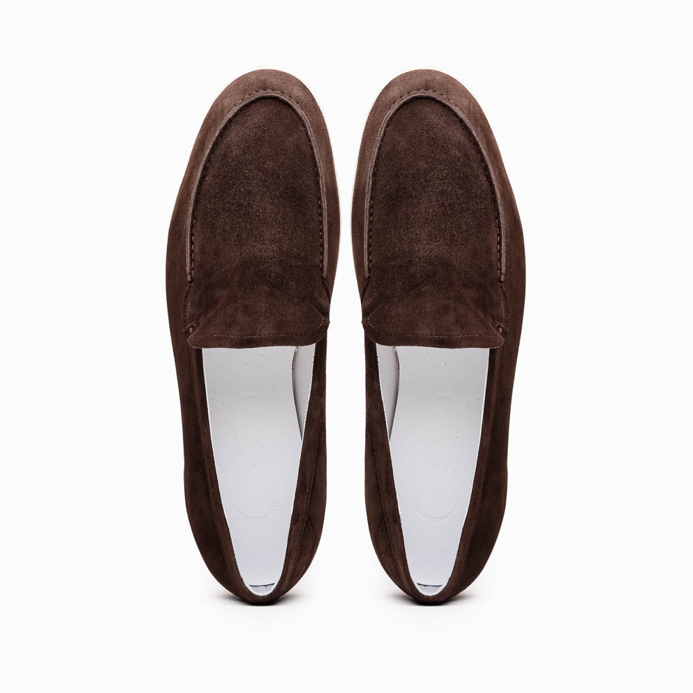 Zelli Livorno Sueded Italian Goatskin Slip-On Loafers in Brown