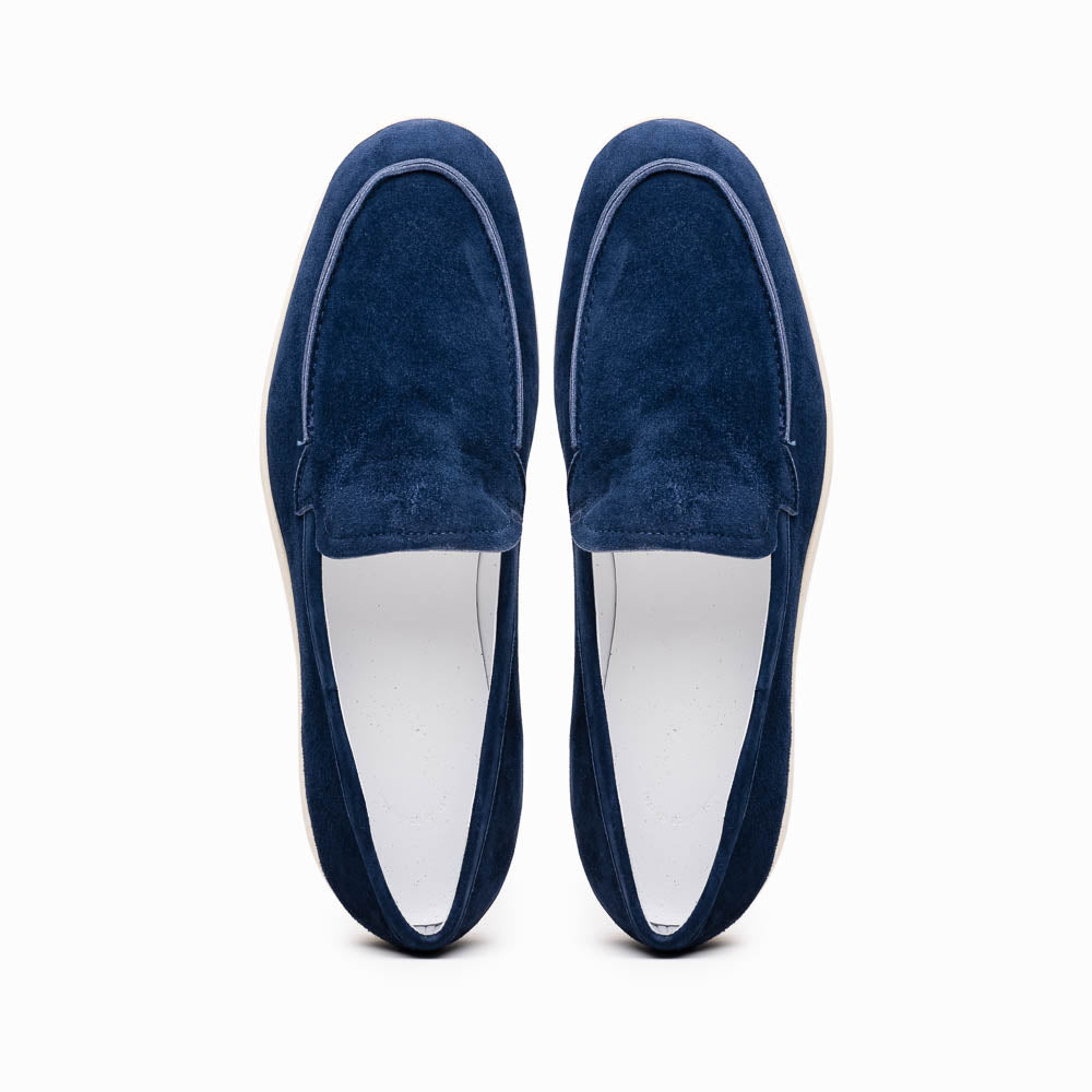 Zelli Livorno Sueded Italian Goatskin Slip-On Loafer in Navy