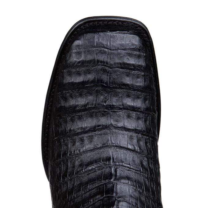 Los Altos Men's Wide Square Toe Caiman Belly Short Boots - Black
