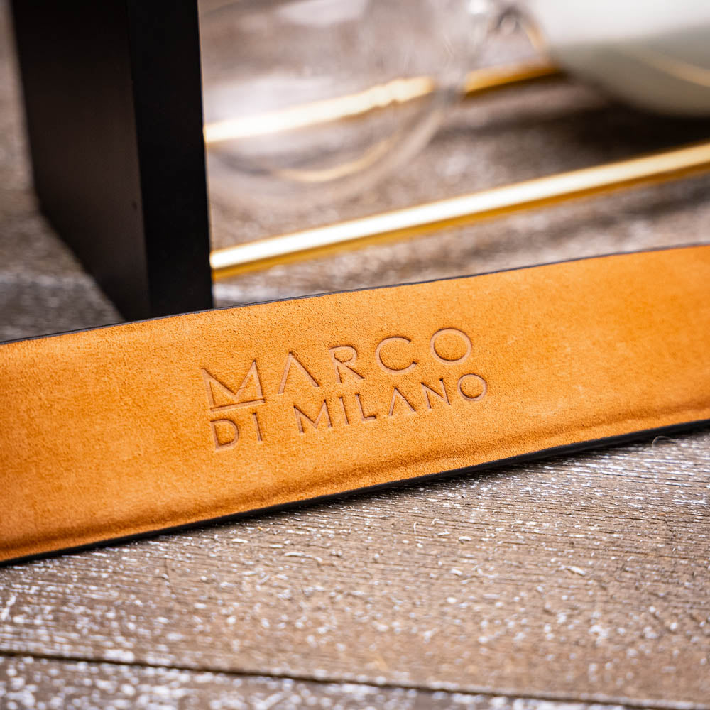 Marco_Di_Milano Lucca Belt Newspaper Black Leather Shoe