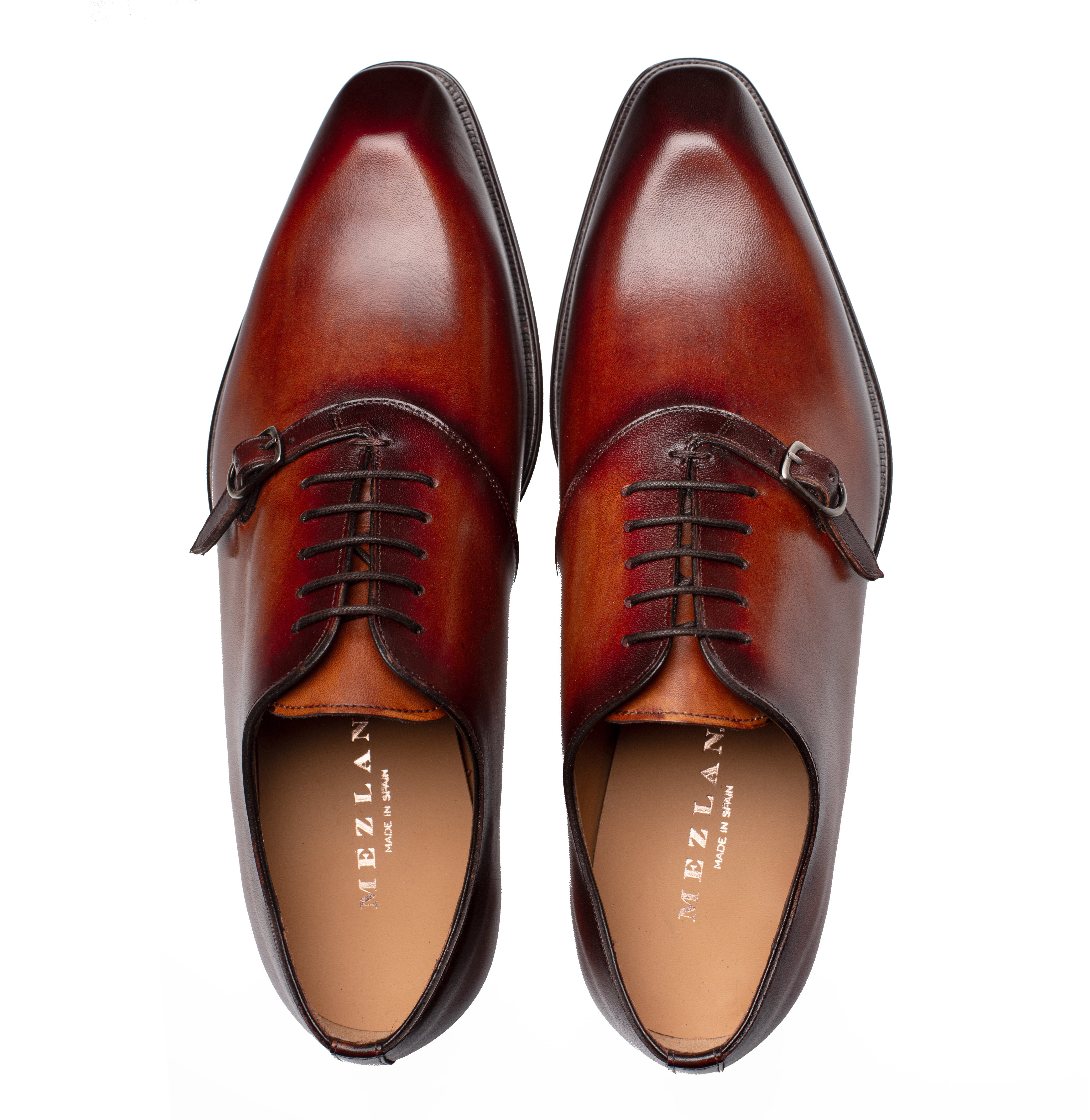 Mezlan Patina Calfskin Side Buckle Oxford